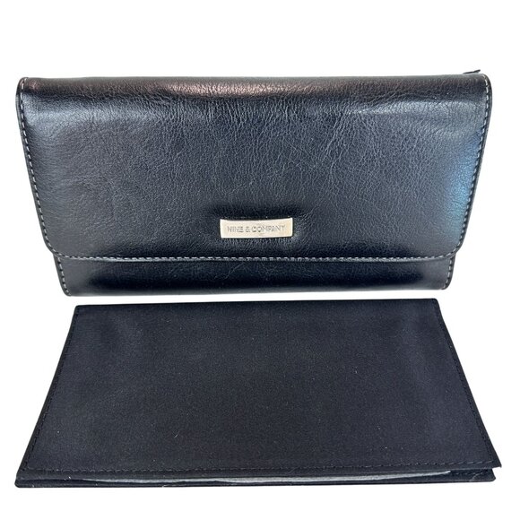 Nine & Co Black Leather Wallet Full Size TriFold NEW OLD STOCK Vintage 90s‎ Tags - Picture 5 of 16